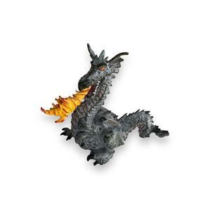 Papo 1999 Gray Fire Breathing Dragon Winged Medieval Fantasy Figure